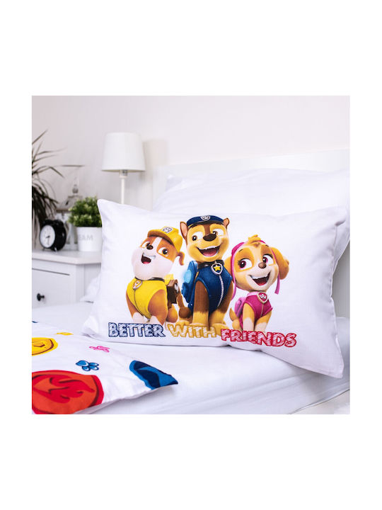 Paw Patrol Set Kinderbettbezug Einzel mit Kissenbezug Baumwolle Mehrfarbig 100x135cm