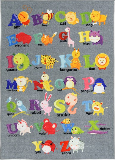 Kids Rug Playroom Abc Grey 160x240