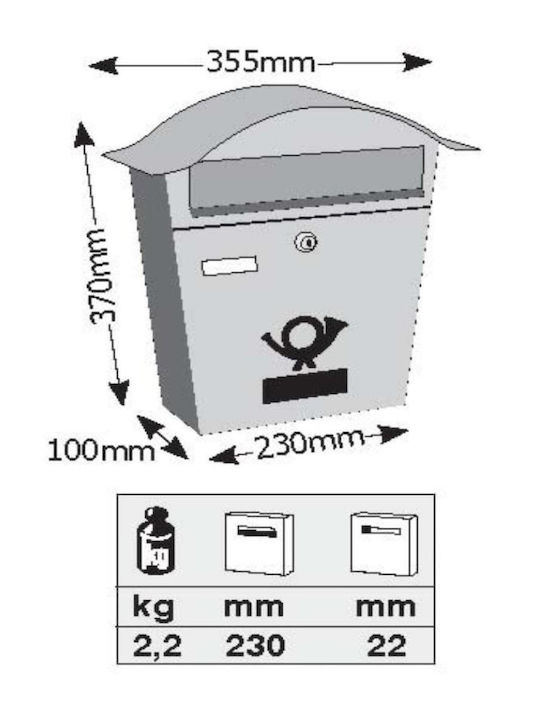 Viometal LTD Vienna 5001 Outdoor Mailbox Inox Cypress 35.5x10x37cm