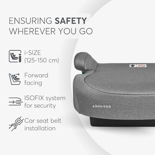 Kikka Boo I-tip Fix Scaun Auto pentru Copii Scaun de mașină pentru copii i-Size cu Isofix Gri deschis