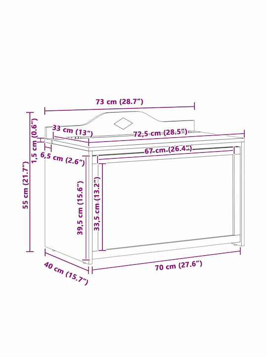 vidaXL Kinder Aufbewahrungsbox aus Holz Weiß 73x33x55cm 1Stück