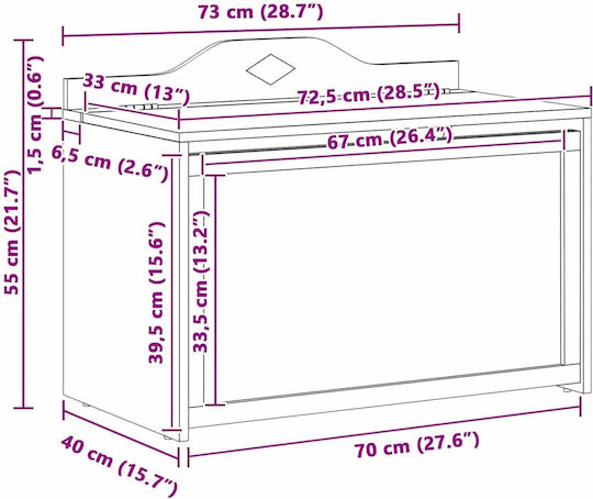 vidaXL Kinder Aufbewahrungsbox aus Holz Weiß 73x33x55cm 1Stück