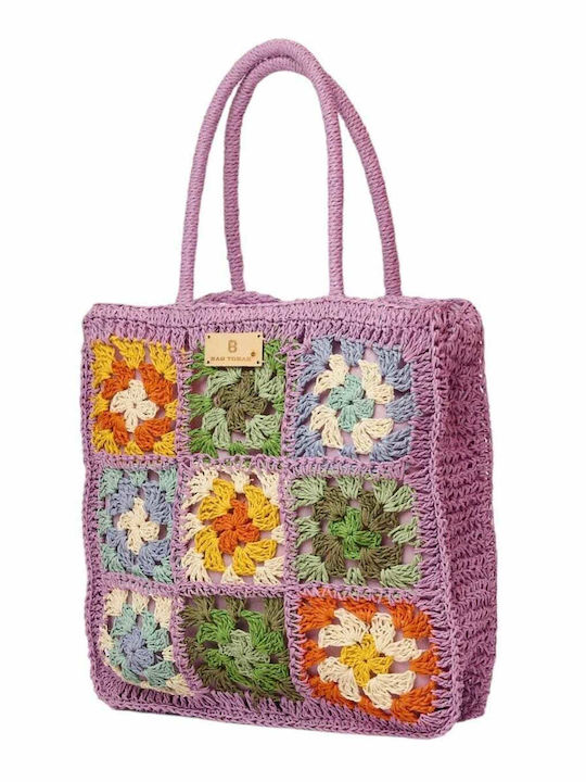 Bag to Bag Плетена Плажна Чанта Лилава