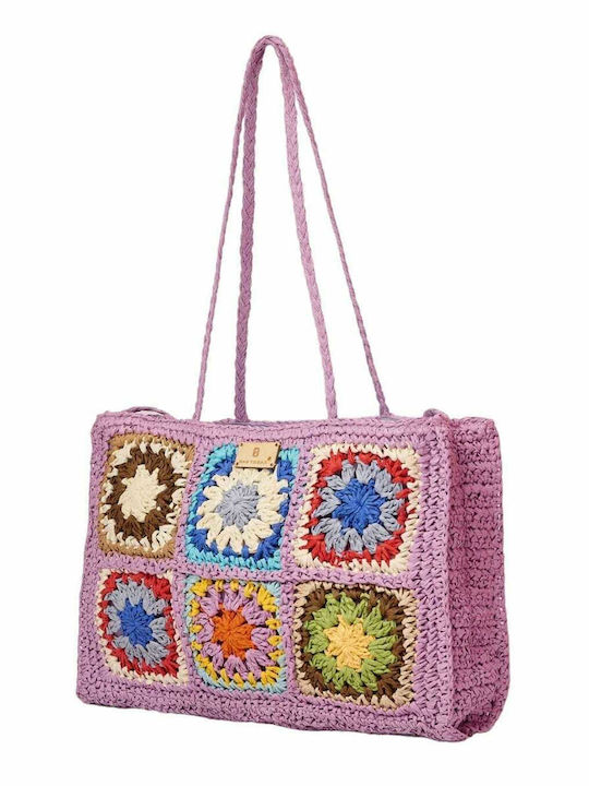 Bag to Bag Плетена Плажна Чанта Лилава