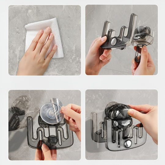Raft Pantofi Home Flippy Montare Pe Perete Fără Găurire Atașament Adeziv 11.6x11x4.8cm Gri Transparent