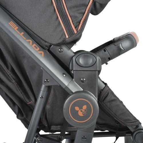 Cangaroo Ellada Adjustable 2 in 1 Baby Stroller Suitable for Newborn Black 15kg