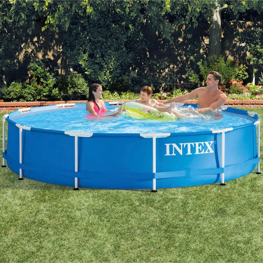 Round Piscină cu cadru metalic 366x76buc Albastră