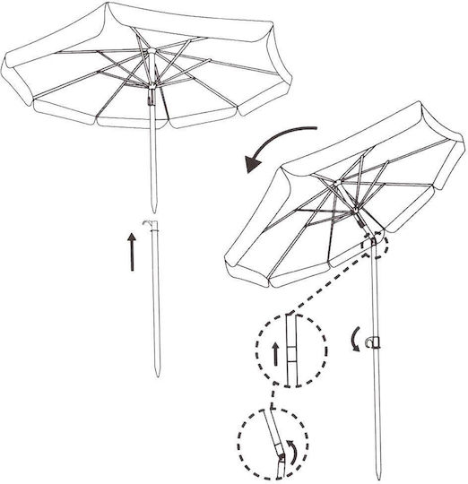 Umbrelă Pliabilă Plajă Diametru 1.8m Albastră