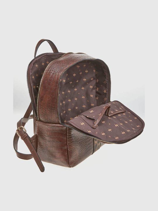 Damentasche Rucksack Krokodilmuster Braun