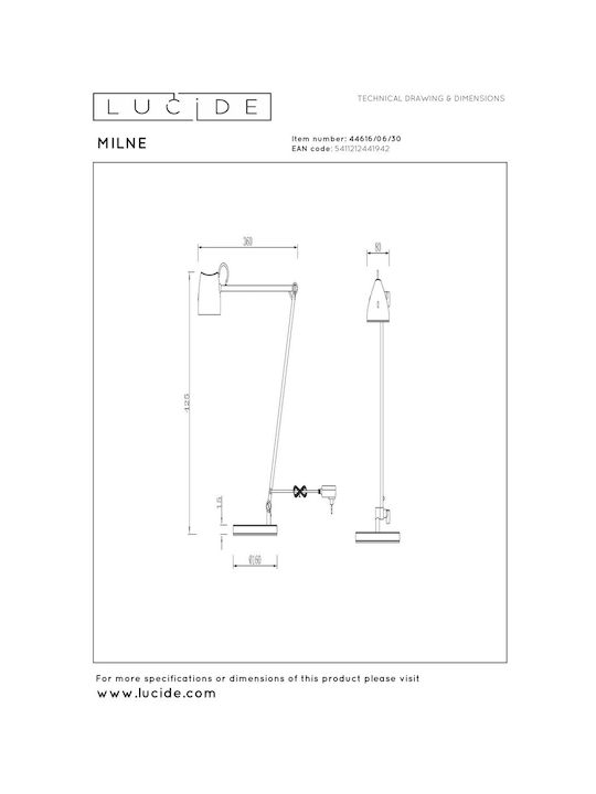Lucide Lightning Milne LED Floor Lamp with Warm White Light Black