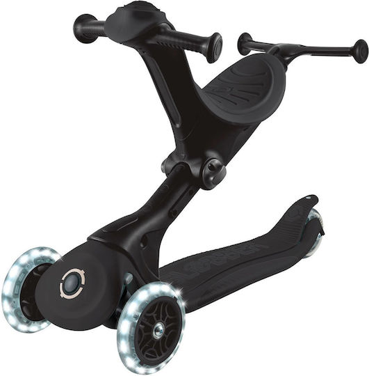 Globber Kinderroller Klappbar Go Up Deluxe Fantasy Lights 3-Rad mit LED-Beleuchtung für 15 Monate Schwarz