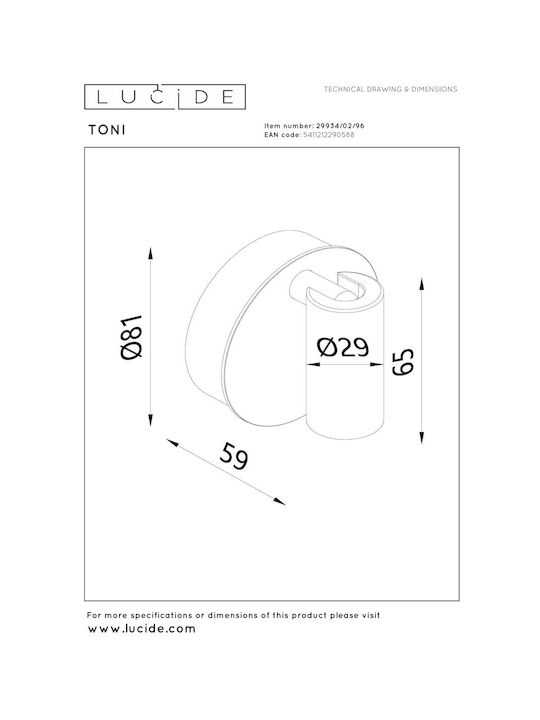 Lucide Lightning Toni Single LED Warm to Cool White Spot in Brown Color