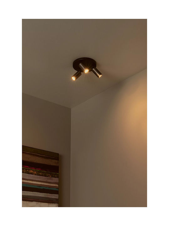 Lucide Lightning Ritmo Τριπλό Σποτ με Ντουί GU10 σε Καφέ Χρώμα
