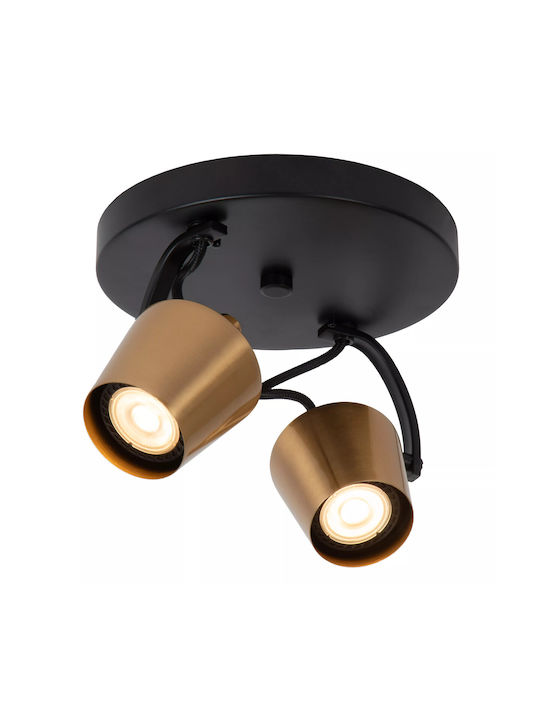 Lucide Lightning Emile Διπλό Σποτ με Ντουί GU10 σε Χρυσό Χρώμα
