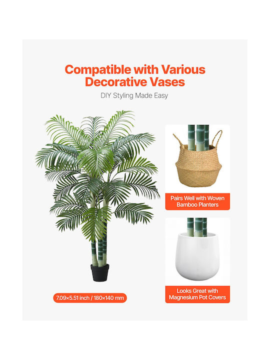 Vevor 1829 Mm Artificial Areca Palm Tree Fake Plant White Planter Indoor