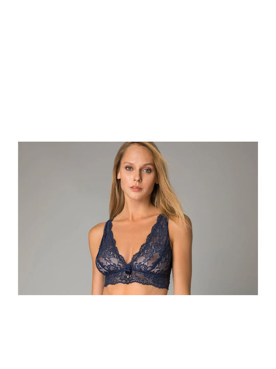 Milena by Paris Lace Underwear Set with Bralette & String Blue