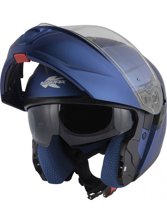 Kappa Moto KV50 Matt Blue Motorcycle Helmet Flip-Up ECE 22.06 2148gr with Sunvisor