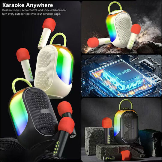 Andowl Караоке Система с Безжични Микрофони и Светлинни Ефекти Q-YX133 Черен