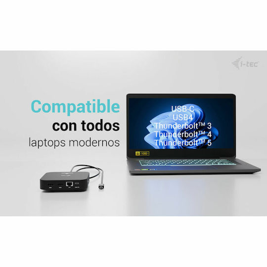 i-tec USB-C Docking Station with HDMI 4K PD Ethernet and Support for 2 Monitors Black (C31DUALHDMIDPD100)