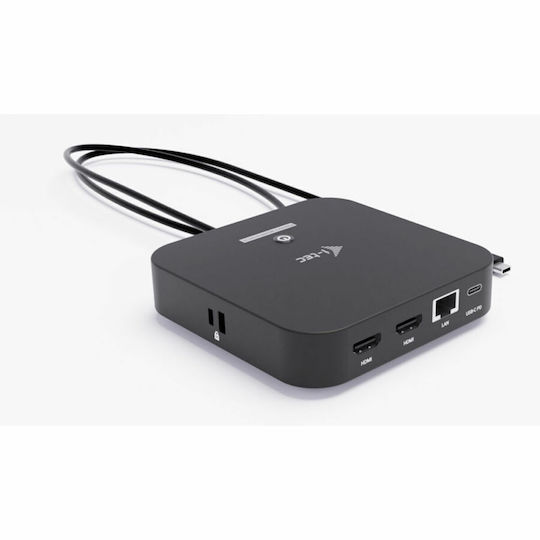i-tec USB-C Docking Station with HDMI 4K PD Ethernet and Support for 2 Monitors Black (C31DUALHDMIDPD100)