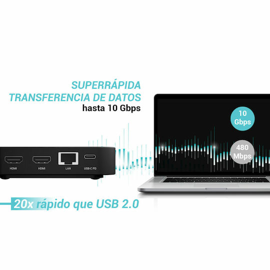 i-tec USB-C Docking Station with HDMI 4K PD Ethernet and Support for 2 Monitors Black (C31DUALHDMIDPD100)