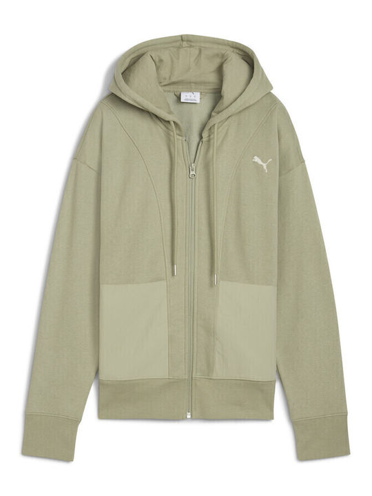 Women's Sweatshirt Jacket Hooded Khaki