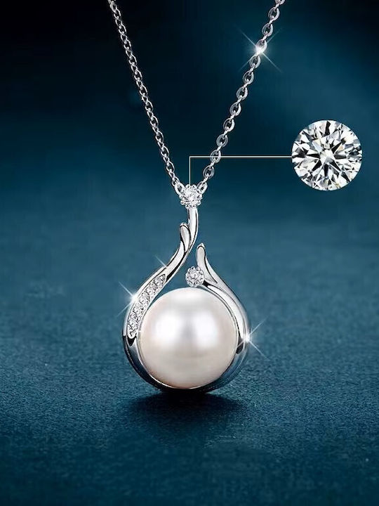 By Queen Necklace S925 Pearl Tear Shape Zircon