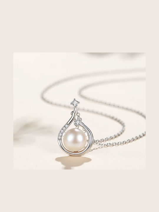 By Queen Necklace S925 Pearl Tear Shape Zircon