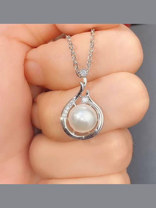By Queen Necklace S925 Pearl Tear Shape Zircon