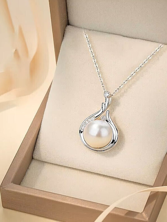 By Queen Necklace S925 Pearl Tear Shape Zircon