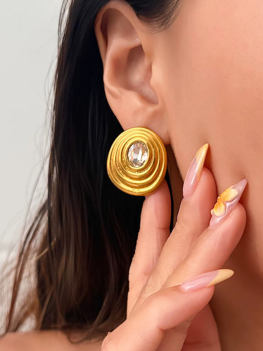 Enotia Earrings made of Steel Gold Plated with Stones Enotia Earrings made of Steel Gold Plated with Stones