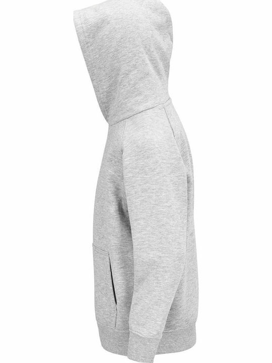 Kids Sweatshirt with Hood and Pockets Grey Melange SantaSaurus Truck Christmas
