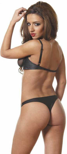 Allure Lingerie Leather & Net 2 Piece Set Σετ Black