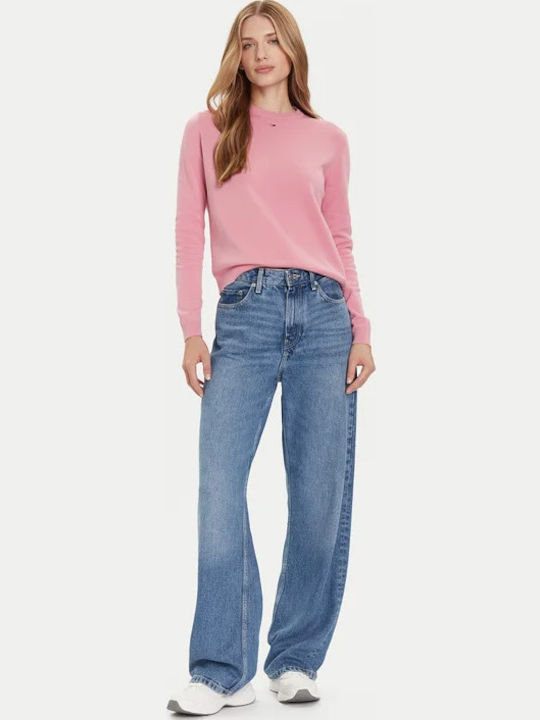Damen Langärmelig Baumwollpullover Rosa