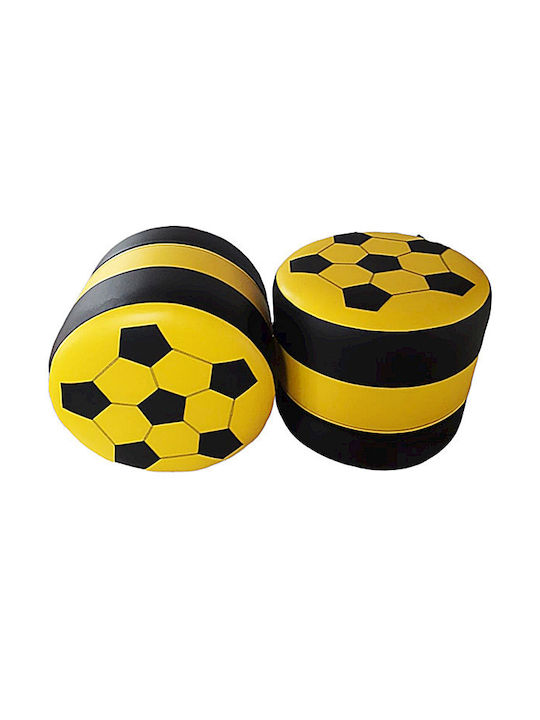 Stool For Living Room Upholstered with Leatherette Yellow-Black 43x43x39cm
