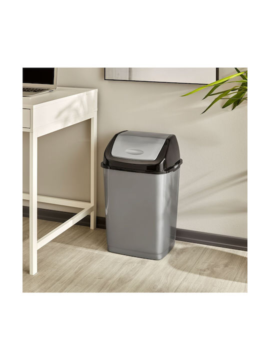 Dunya Coș De Gunoi Din Plastic Cu Capac Oscilant Alb 35lt