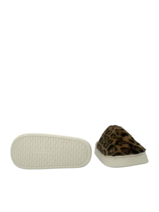 Winter Damen Hausschuhe mit Fell Braun