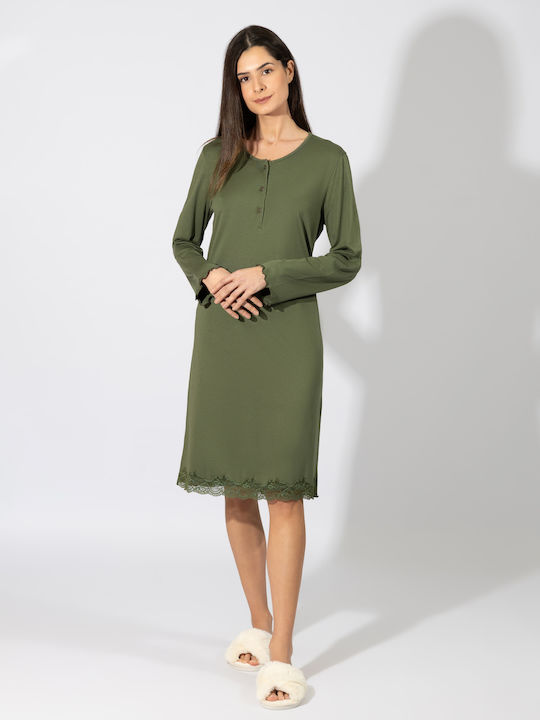 Harmony Зимна Дамска Нощница Olive