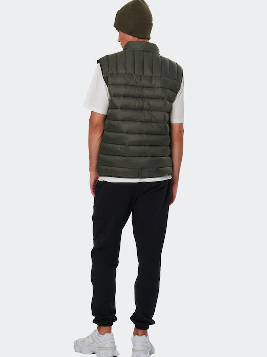 Sleeveless Jacket Puffer Olive Khaki