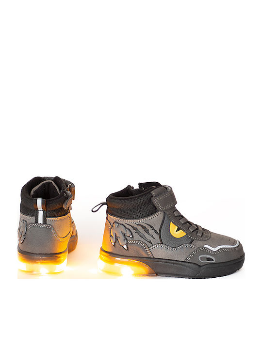 Kids Sneakers High with Hoop & Loop Closure Gray