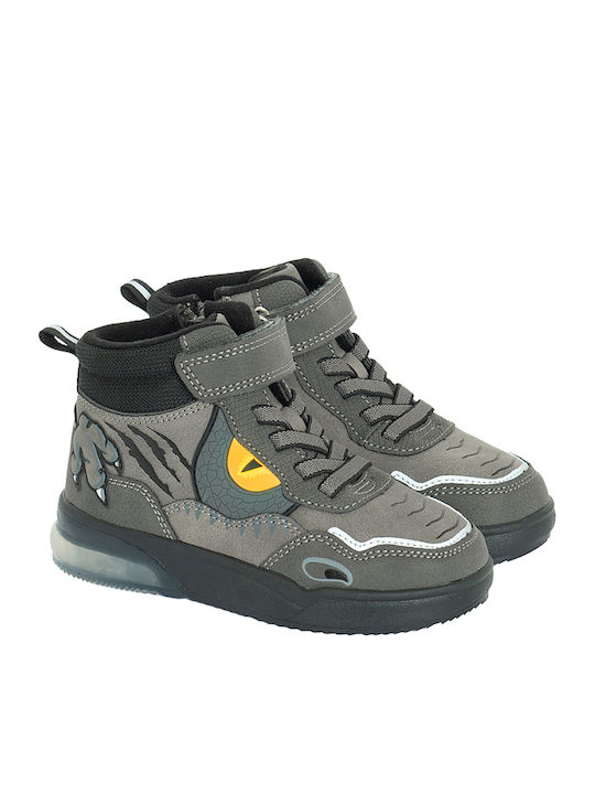 Kids Sneakers High with Hoop & Loop Closure Gray