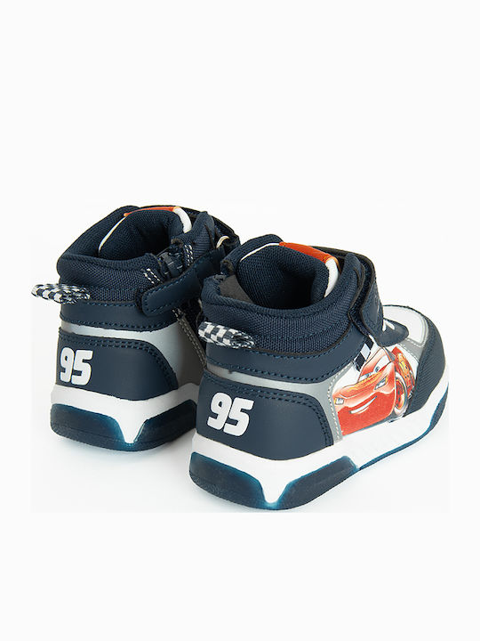 Cars Kids Sneakers High with Hoop & Loop Closure Blue