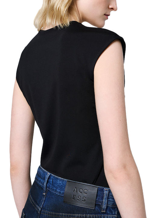 Access Fashion V Neck Women's Bodysuit Access Fashion Black 54-2150-377-black