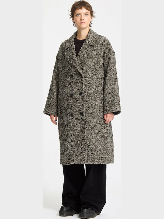 Eastcoat Women's Beige Coat Oversized with Buttons