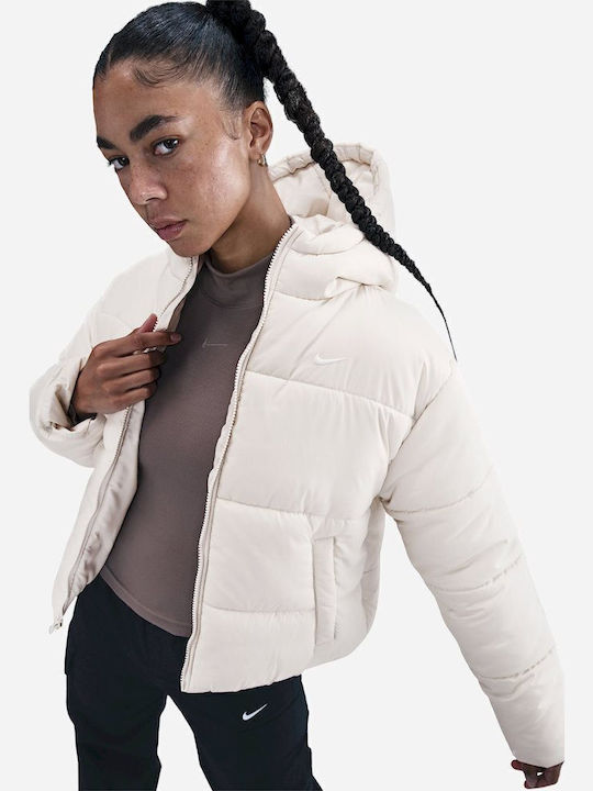 Sportswear Short Women's Puffer Jacket for Winter Ecru