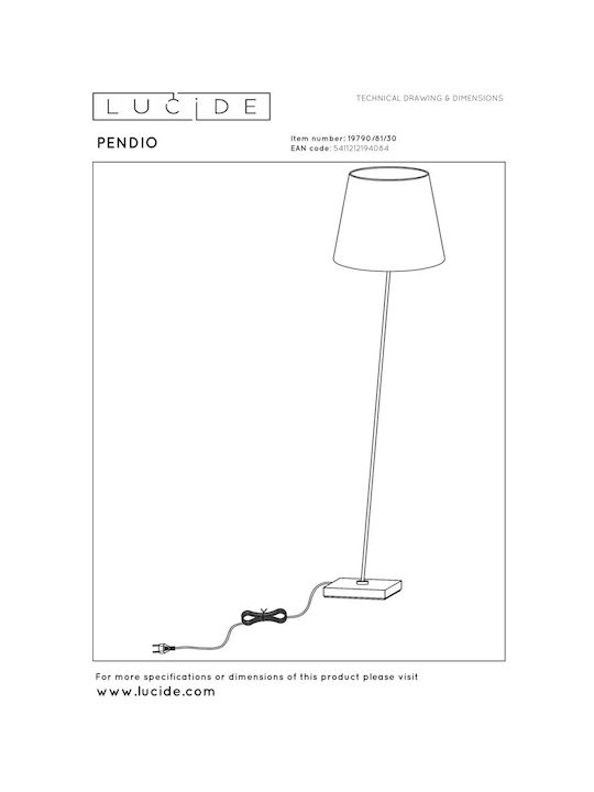 Lucide Lightning Lucide Floor Lamp H150xW35cm. Black