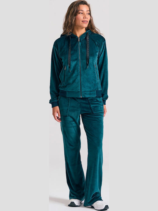Women's Cardigan with Zipper Green