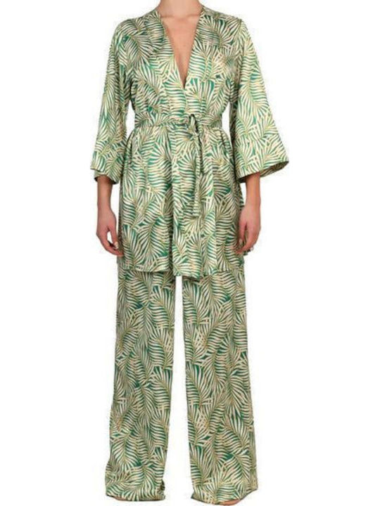 Femei Din material textil Pantaloni cu Croială Dreaptă Floral Tropical Green