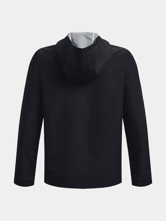 Kids' Sports Jacket Short Windproof with Hood Black