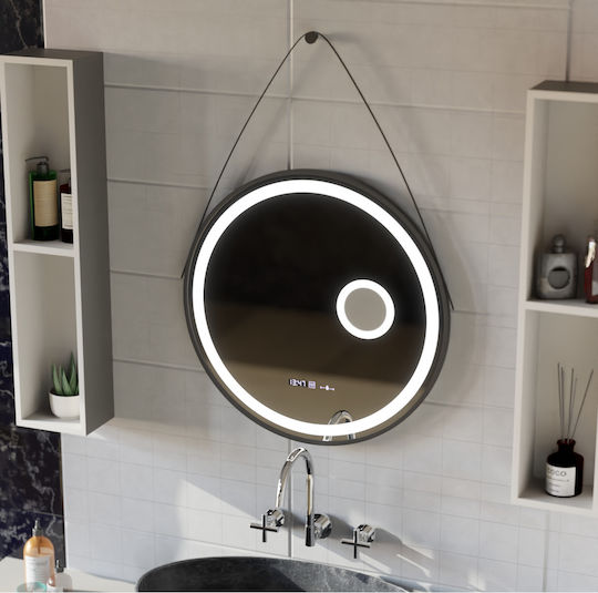 Alista Home Στρογγυλός Καθρέπτης Μπάνιου Led Αφής από Μέταλλο 60x60cm Μαύρος